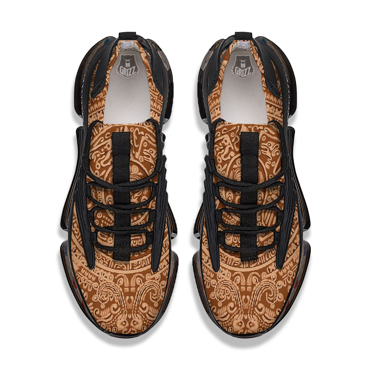 Stone Mayan Print Black Gym Shoes-grizzshop