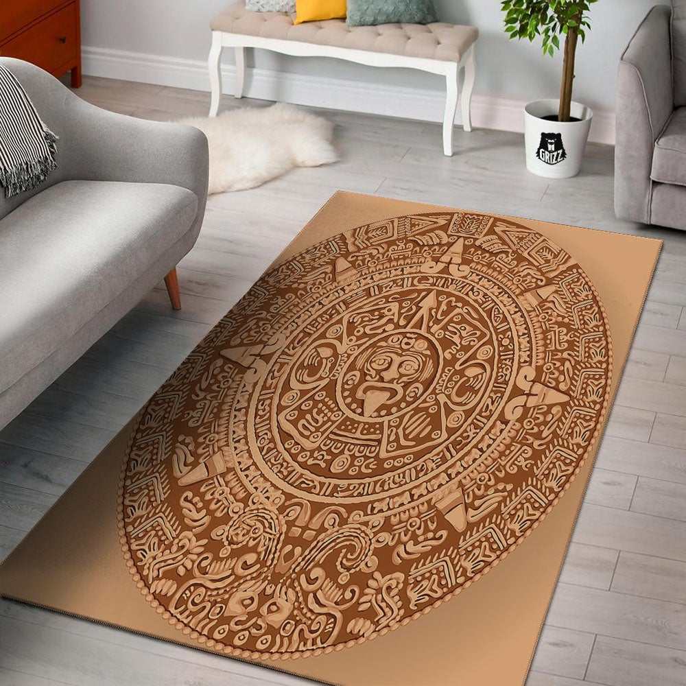 Stone Mayan Print Floor Mat-grizzshop