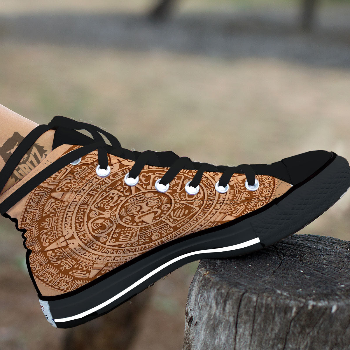 Stone Mayan Print High Top Shoes-grizzshop