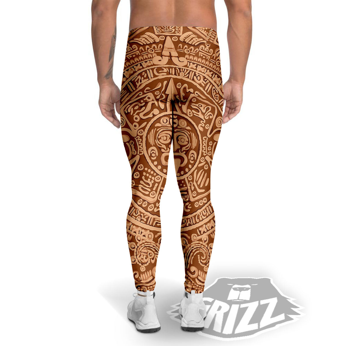 Stone Mayan Print Men's Leggings-grizzshop