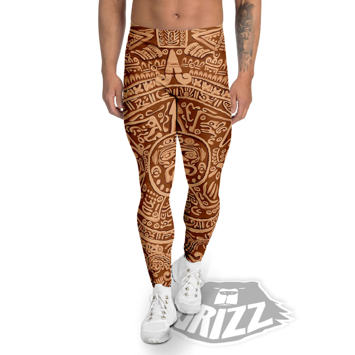 Stone Mayan Print Men's Leggings-grizzshop