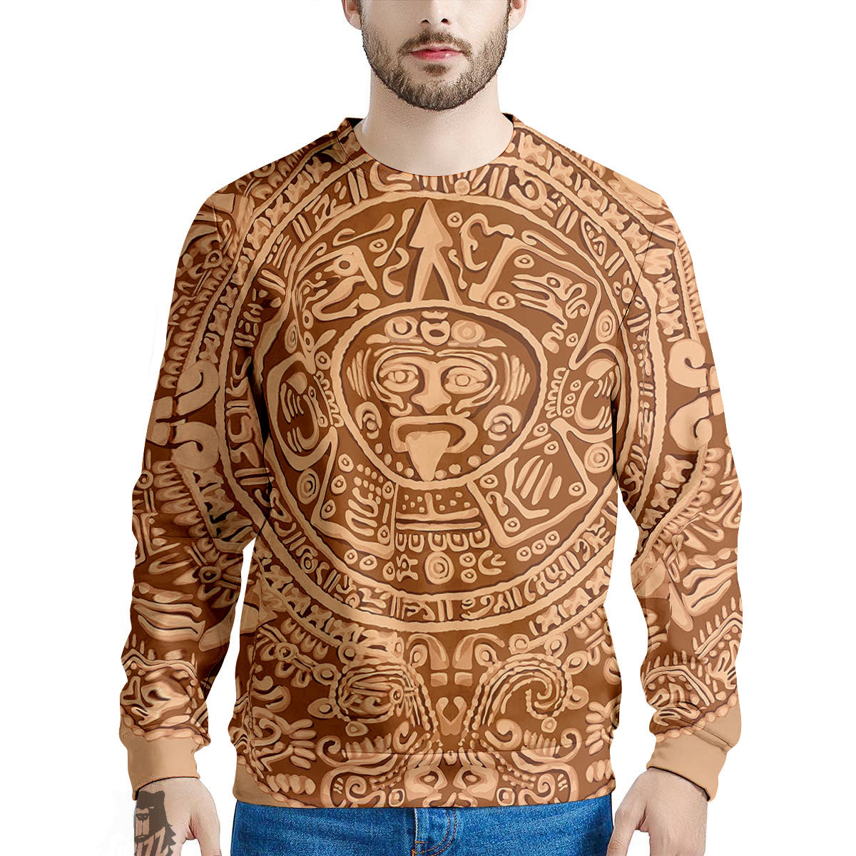 Stone Mayan Print Men's Sweatshirt-grizzshop