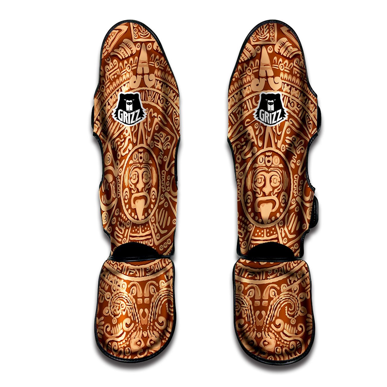 Stone Mayan Print Muay Thai Shin Guards-grizzshop