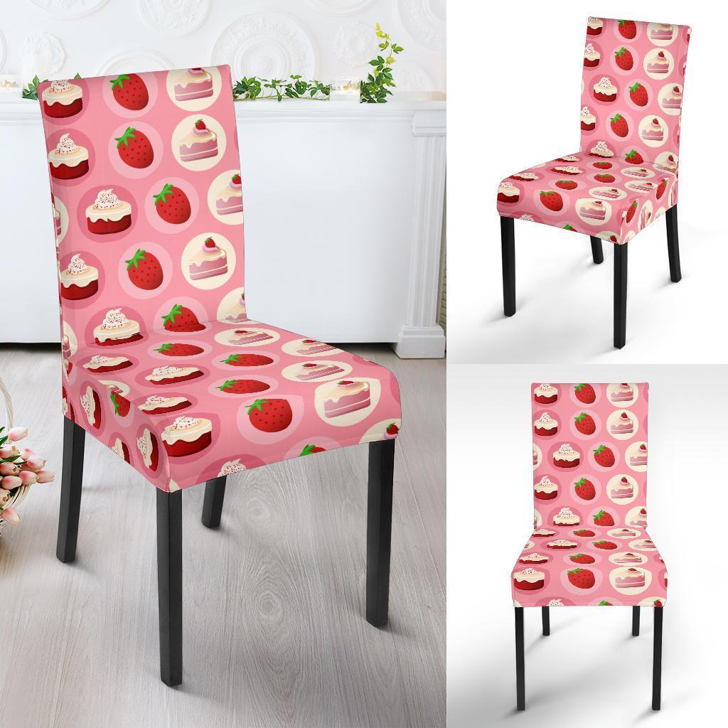 Strawberry Cake Pattern Print Chair Cover-grizzshop