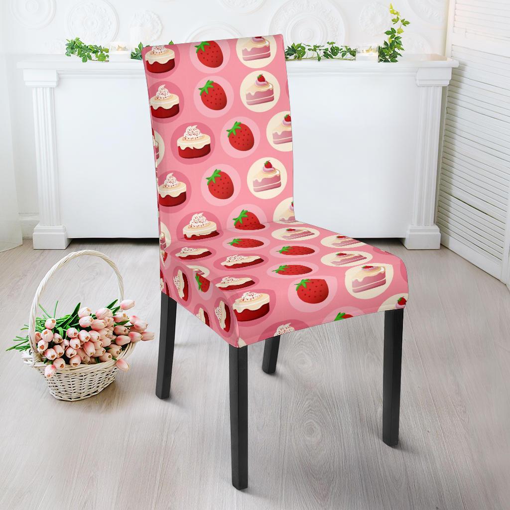 Strawberry Cake Pattern Print Chair Cover-grizzshop