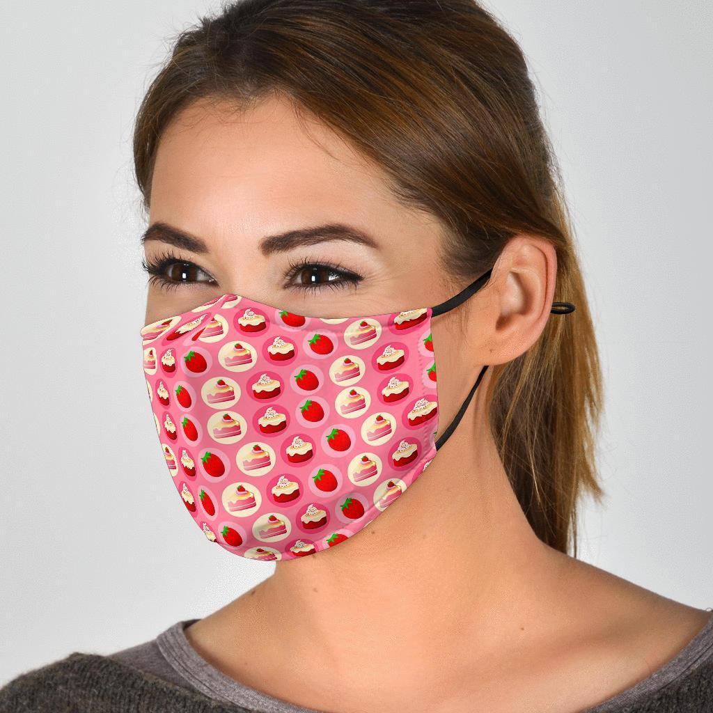 Strawberry Cake Pattern Print Face Mask-grizzshop