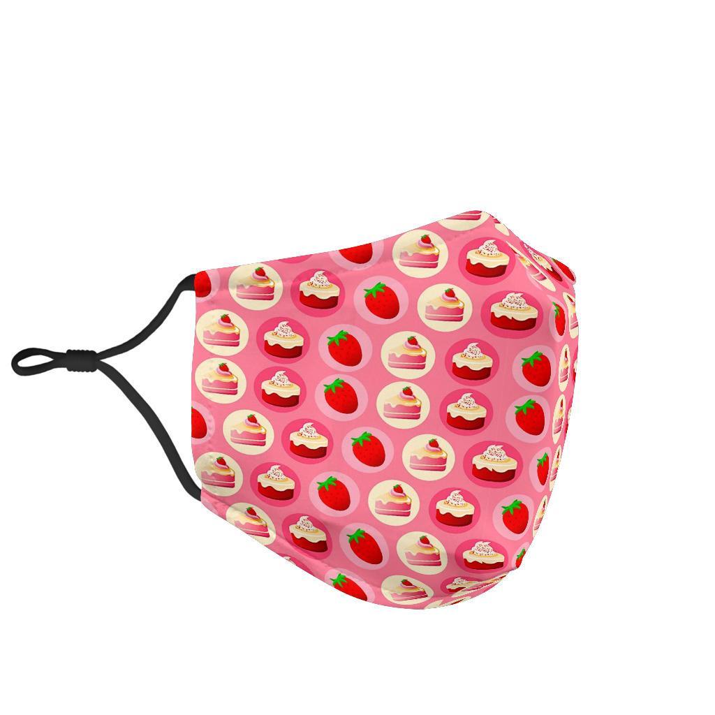 Strawberry Cake Pattern Print Face Mask-grizzshop