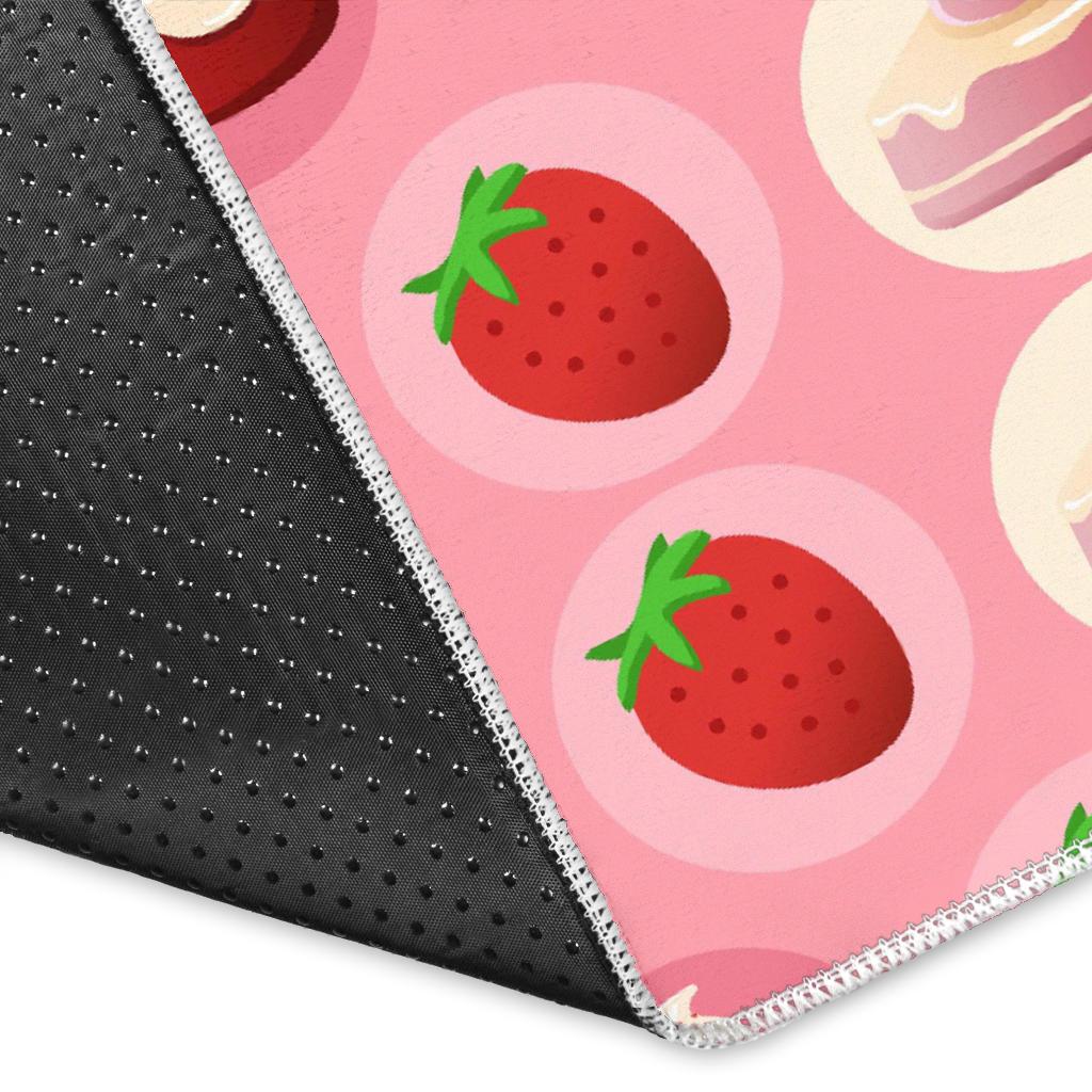 Strawberry Cake Pattern Print Floor Mat-grizzshop