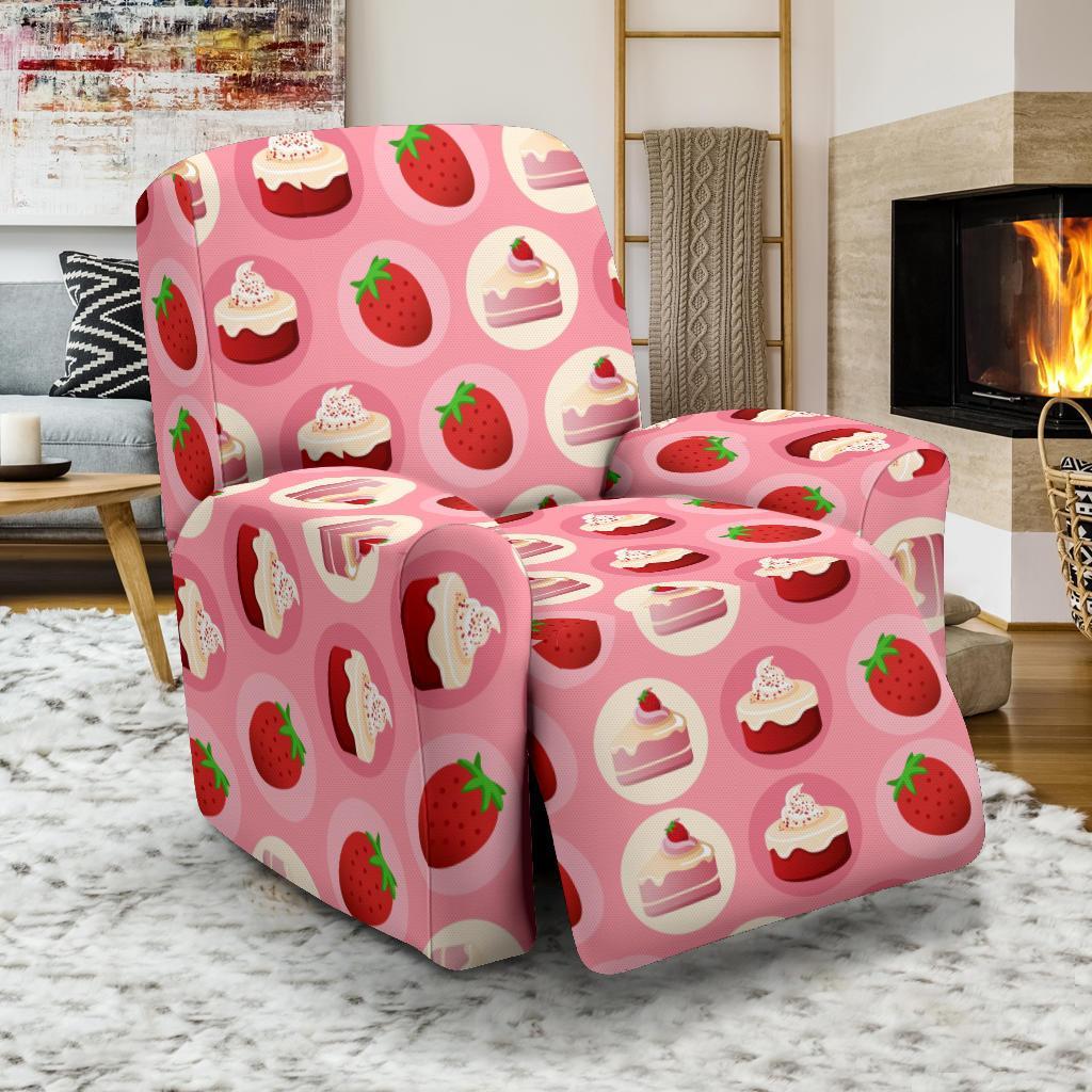 Strawberry Cake Pattern Print Recliner Cover-grizzshop