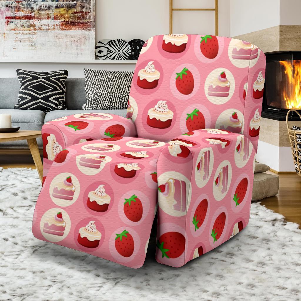 Strawberry Cake Pattern Print Recliner Cover-grizzshop