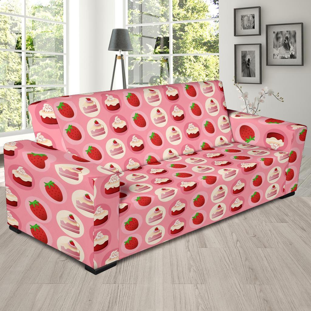 Strawberry Cake Pattern Print Sofa Covers-grizzshop