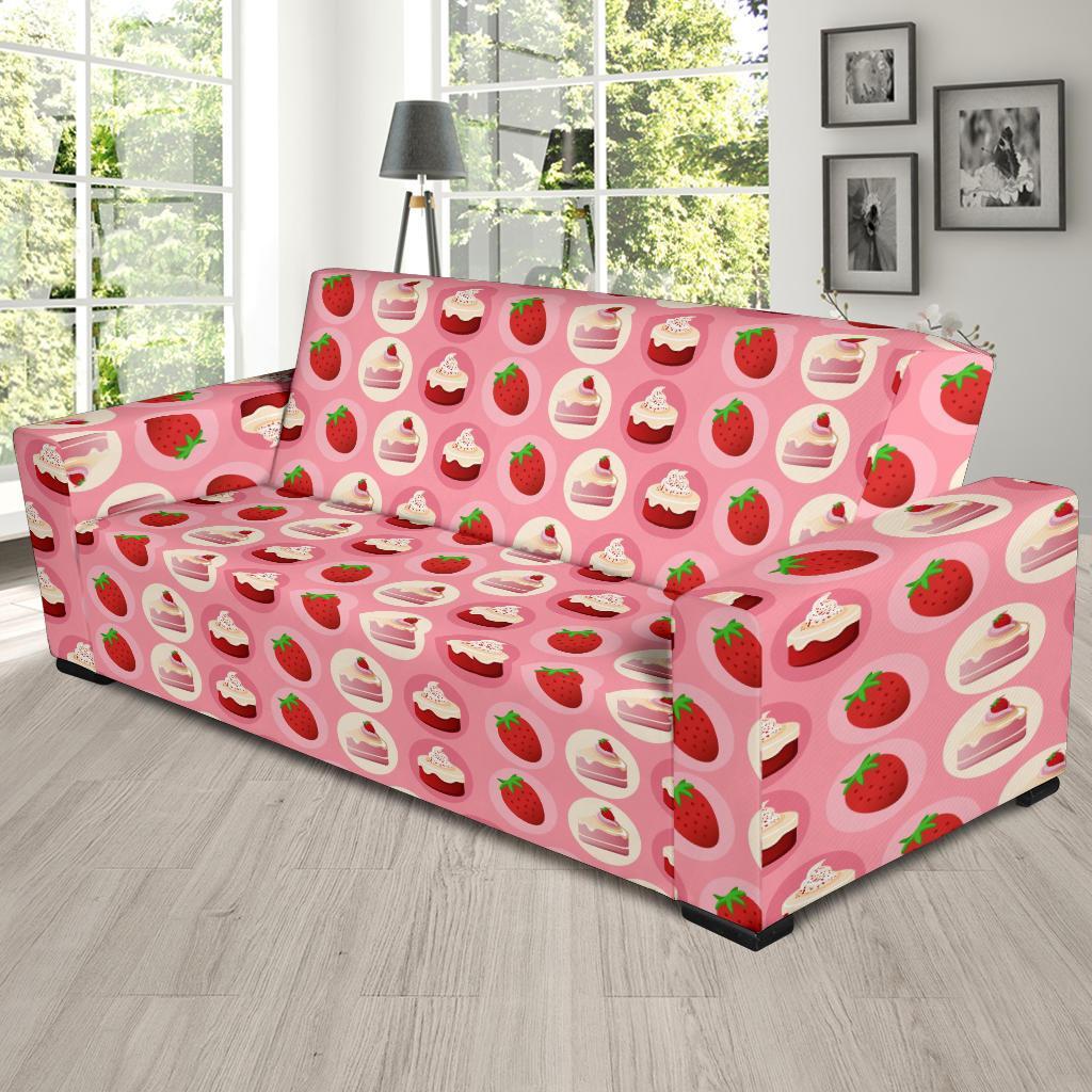 Strawberry Cake Pattern Print Sofa Covers-grizzshop