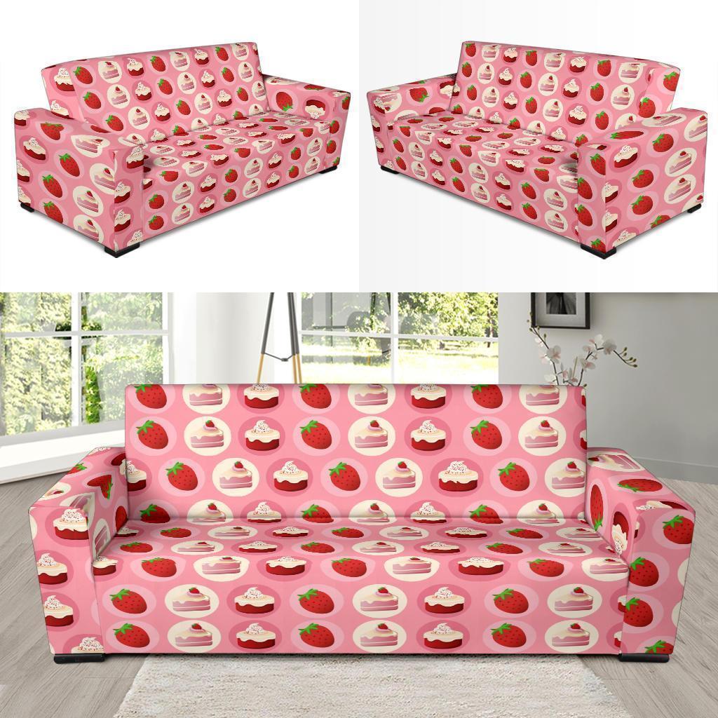 Strawberry Cake Pattern Print Sofa Covers-grizzshop