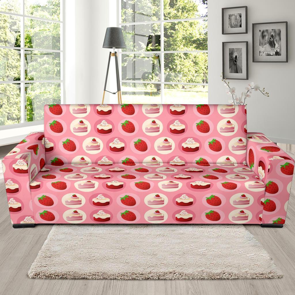 Strawberry Cake Pattern Print Sofa Covers-grizzshop