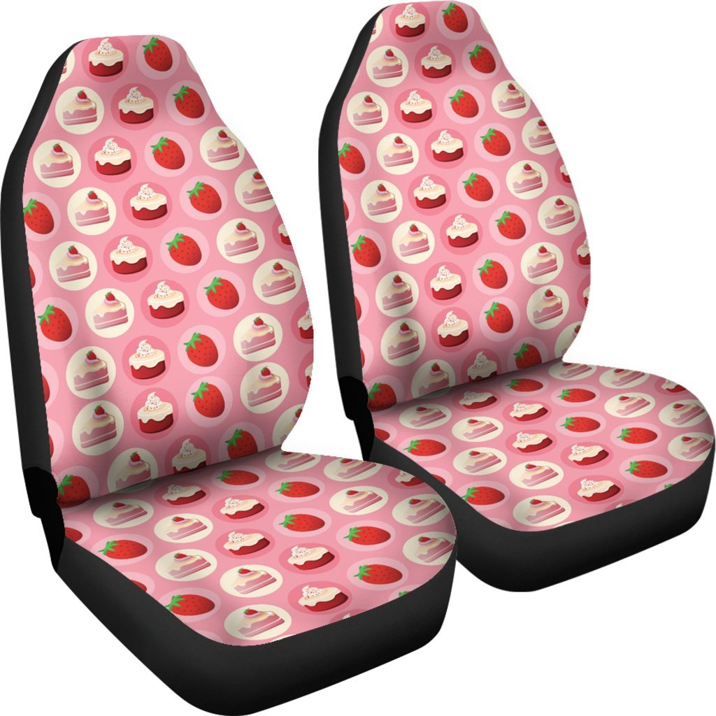 Strawberry Cake Pattern Print Universal Fit Car Seat Cover-grizzshop