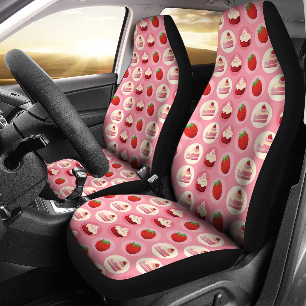 Strawberry Cake Pattern Print Universal Fit Car Seat Cover-grizzshop