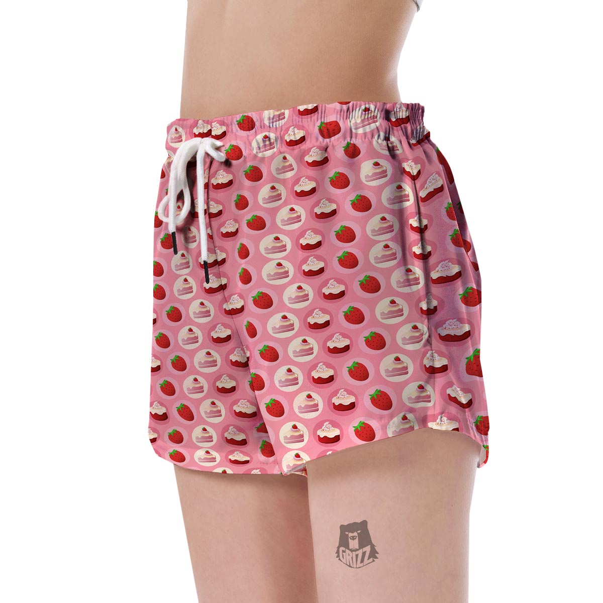 Strawberry Cake Pattern Print Women's Shorts-grizzshop