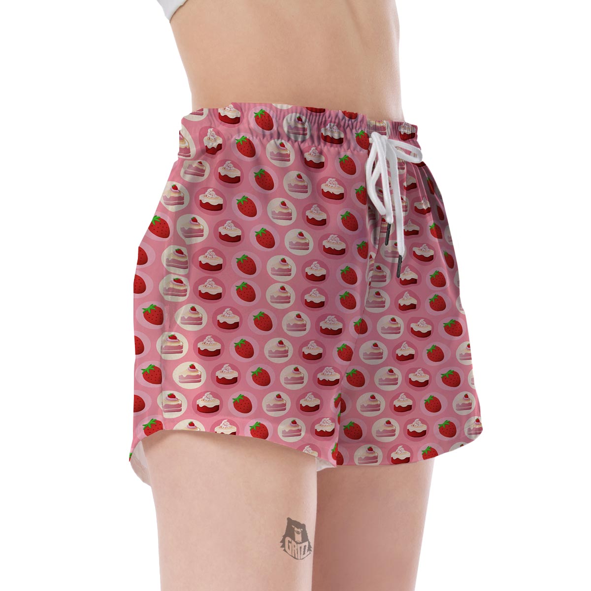 Strawberry Cake Pattern Print Women's Shorts-grizzshop