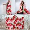 Strawberry Pattern Print Hooded Blanket-grizzshop