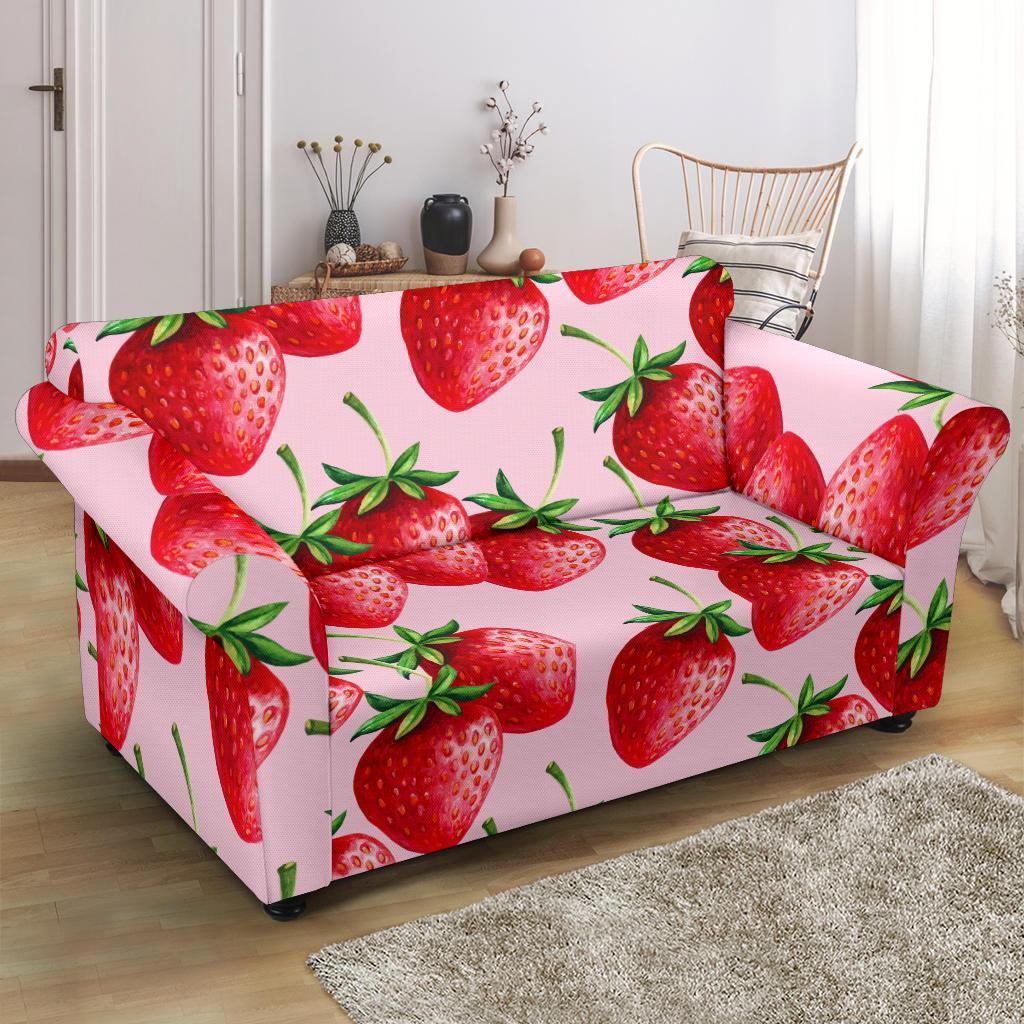 Strawberry Pattern Print Loveseat Cover-grizzshop