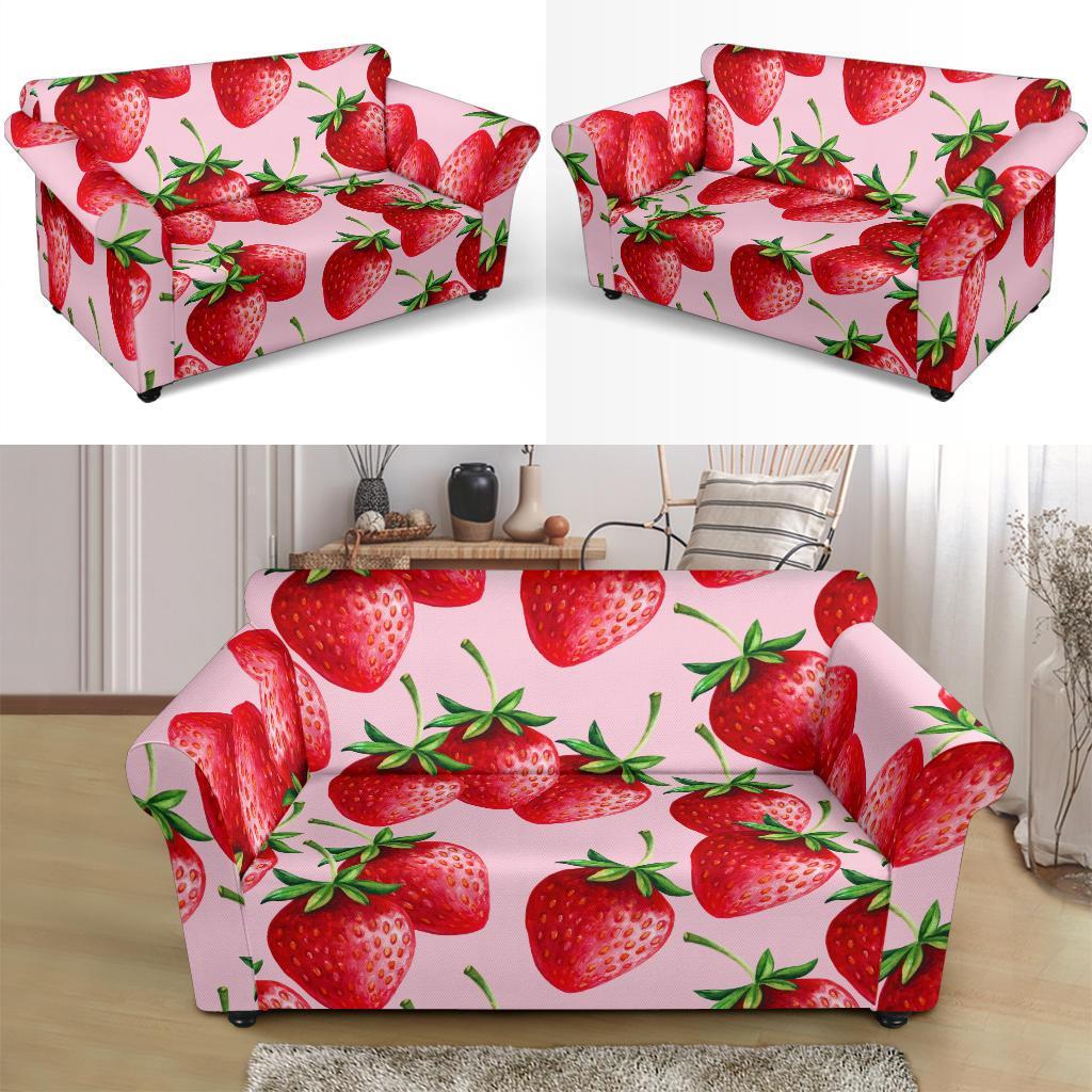 Strawberry Pattern Print Loveseat Cover-grizzshop