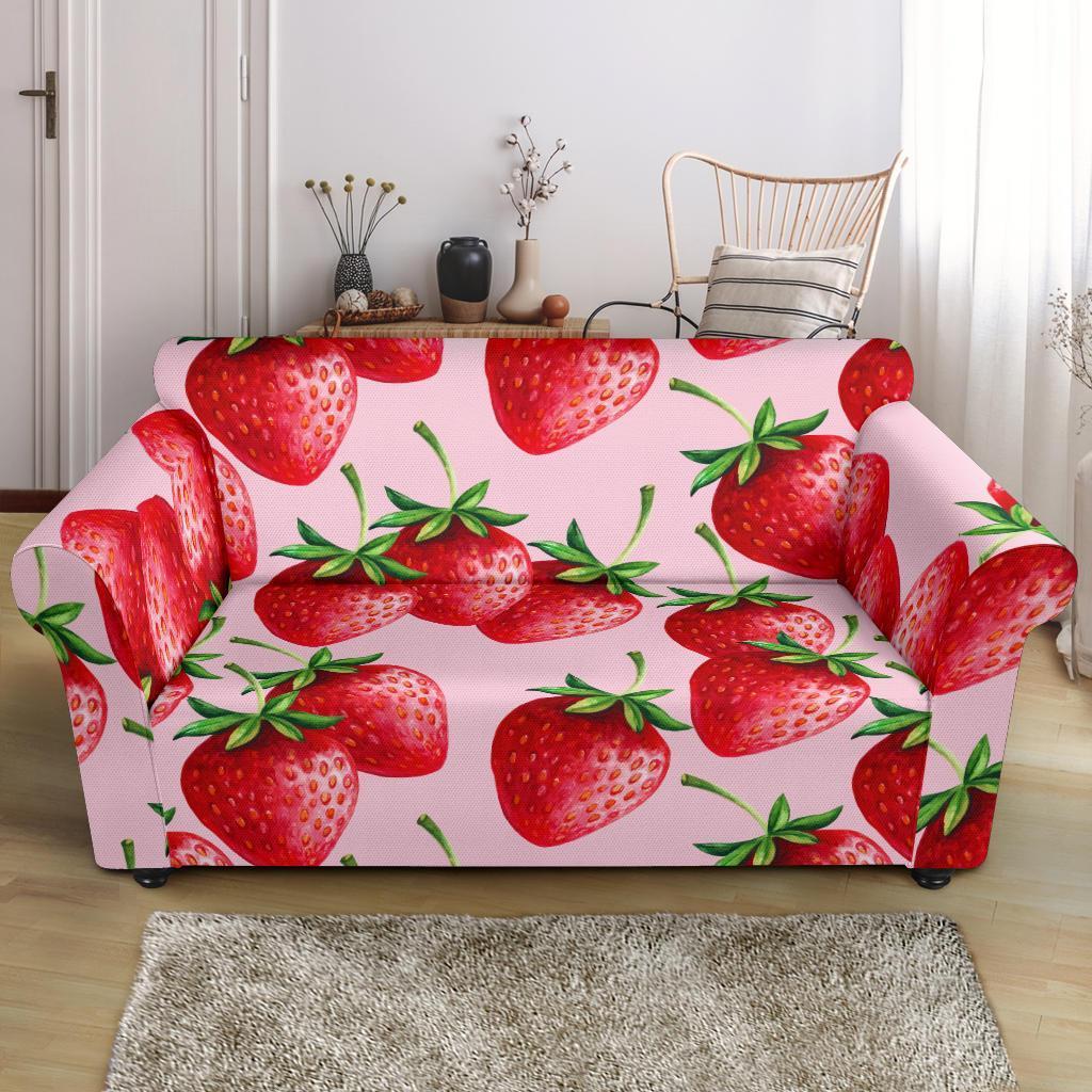 Strawberry Pattern Print Loveseat Cover-grizzshop