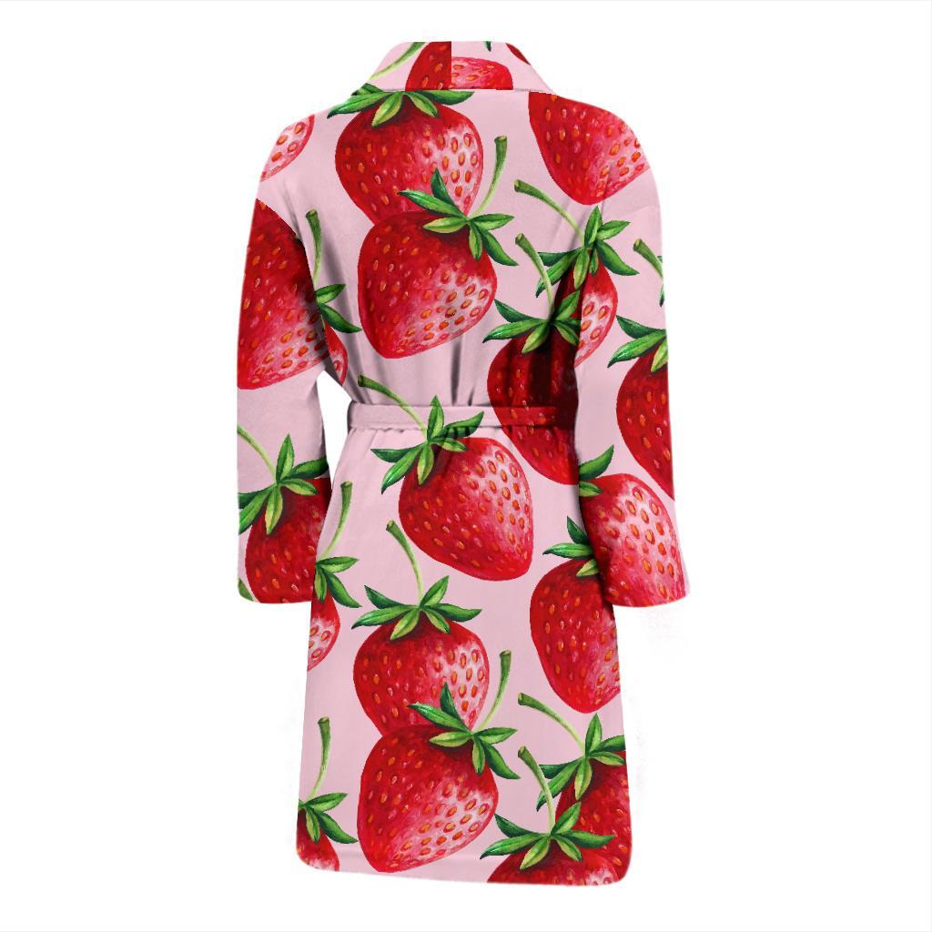 Strawberry Pattern Print Men Long Robe-grizzshop