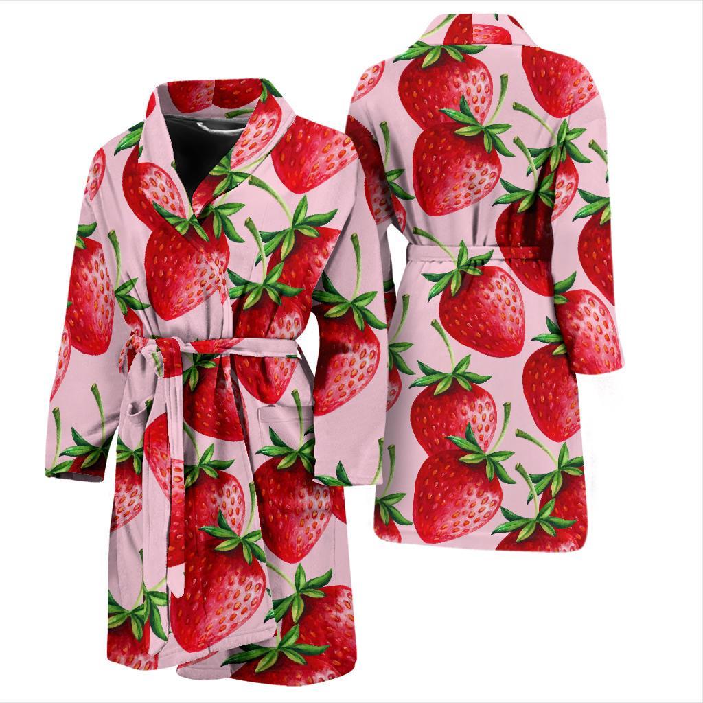 Strawberry Pattern Print Men Long Robe-grizzshop