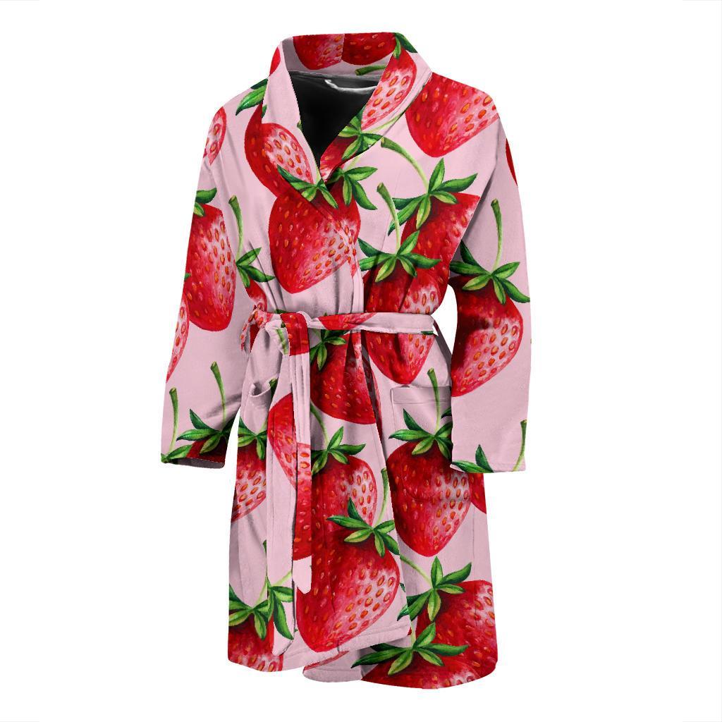 Strawberry Pattern Print Men Long Robe-grizzshop