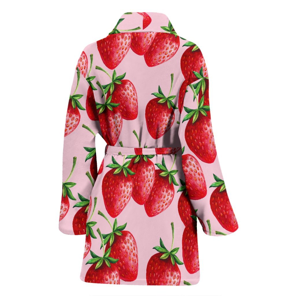 Strawberry Pattern Print Women Long Robe-grizzshop