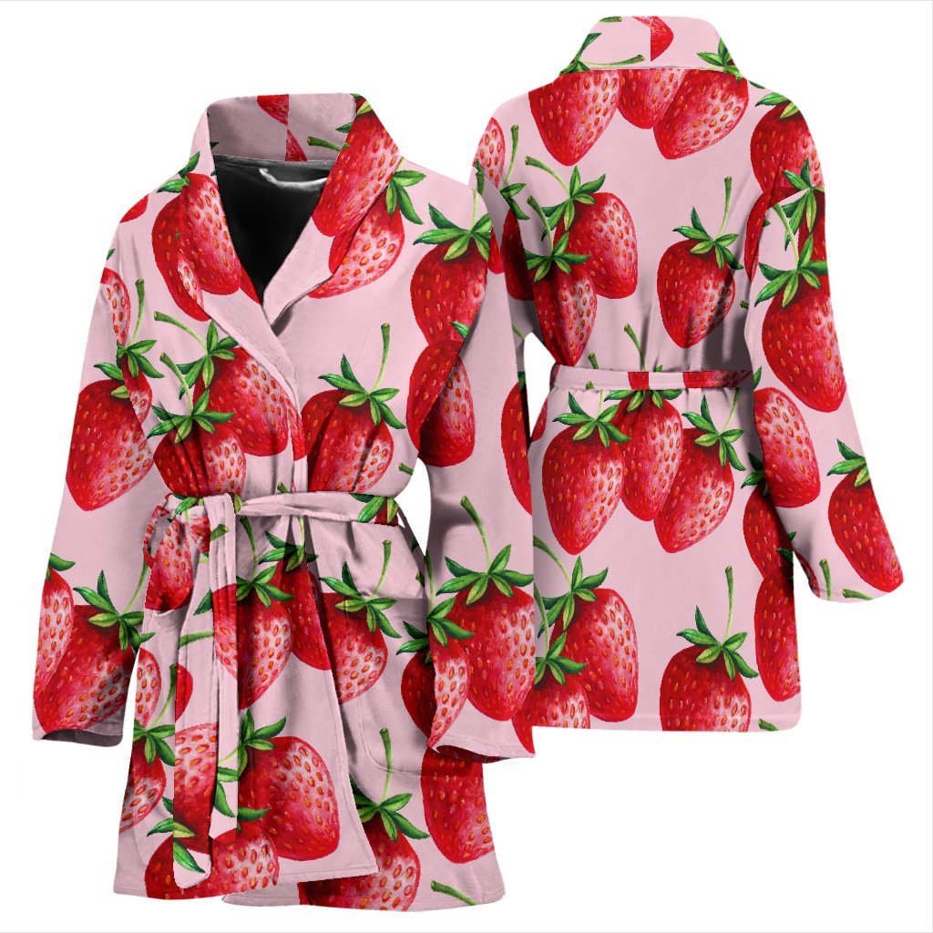 Strawberry Pattern Print Women Long Robe-grizzshop