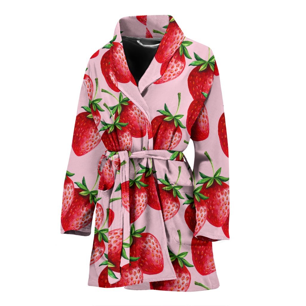 Strawberry Pattern Print Women Long Robe-grizzshop