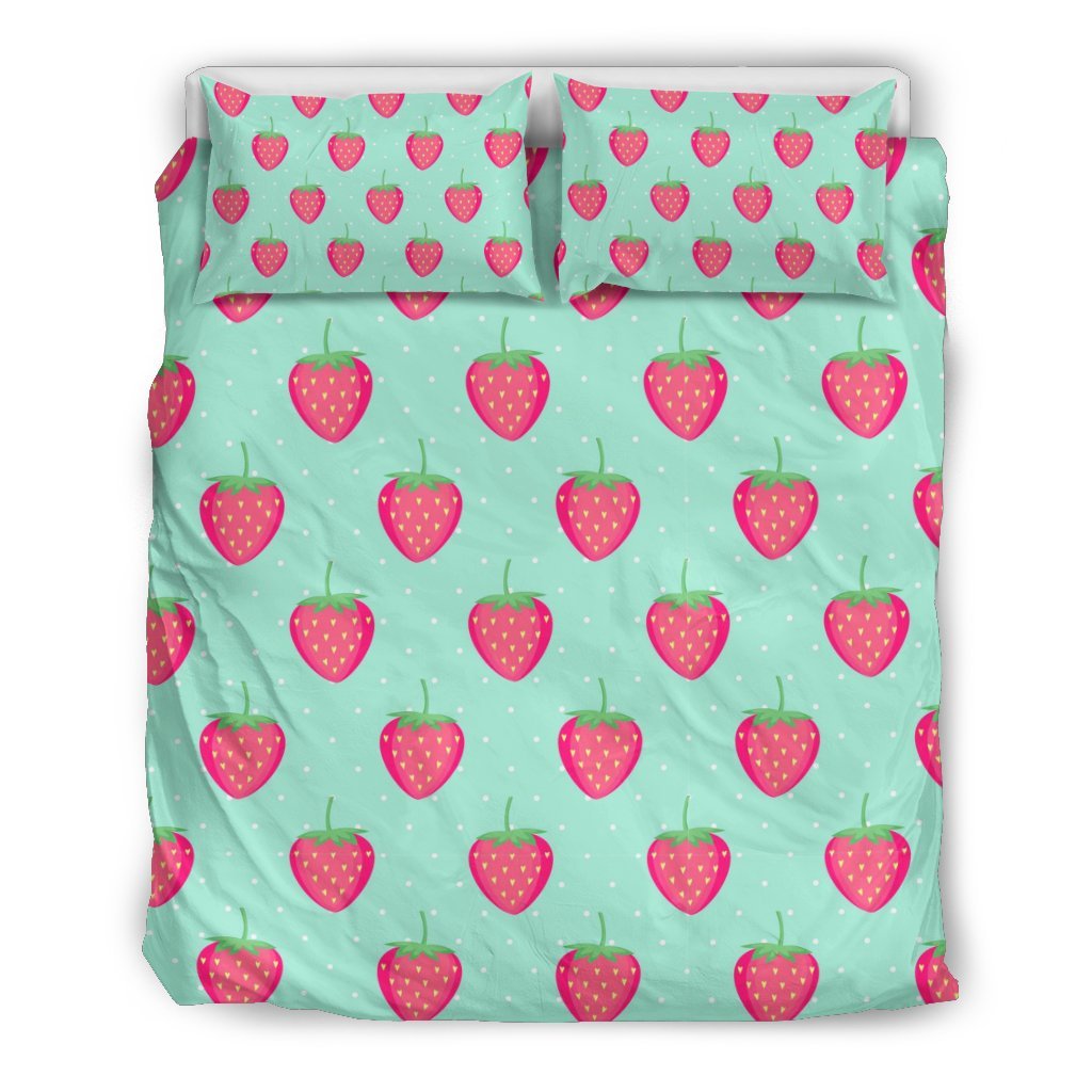 Strawberry Print Pattern Duvet Cover Bedding Set-grizzshop