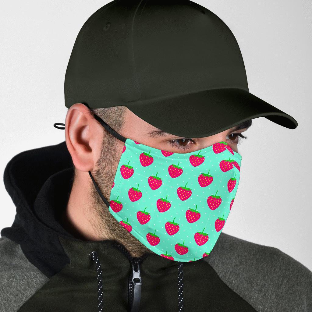 Strawberry Print Pattern Face Mask-grizzshop