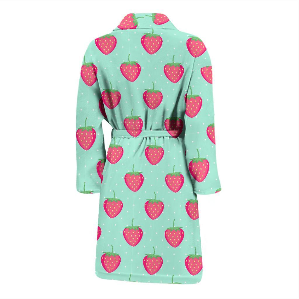 Strawberry Print Pattern Men Long Robe-grizzshop