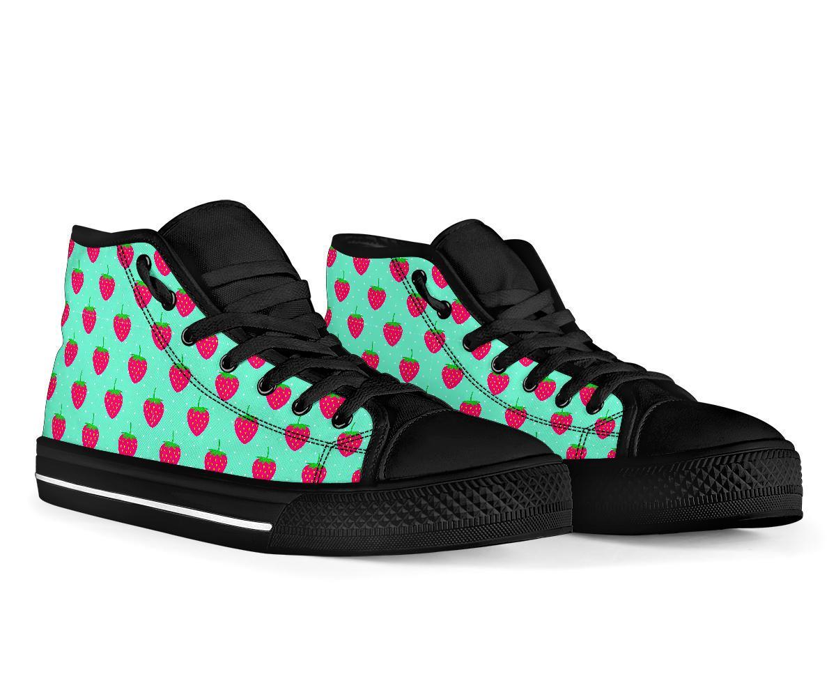 Strawberry Print Pattern Men Women's High Top Shoes-grizzshop