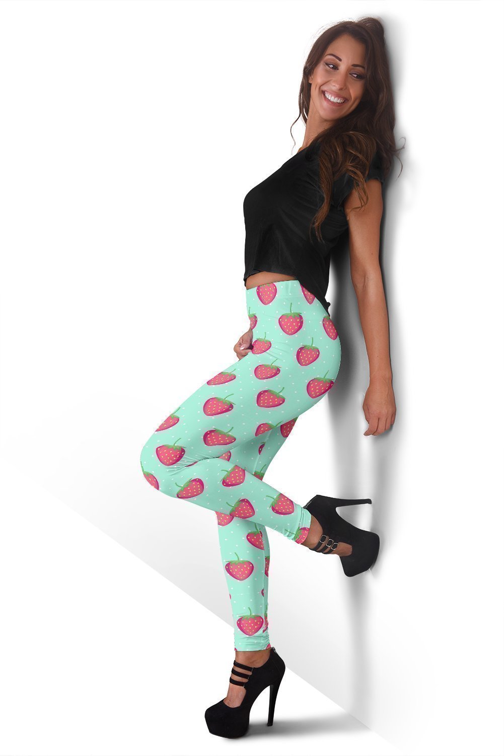 Strawberry Print Pattern Women Leggings-grizzshop