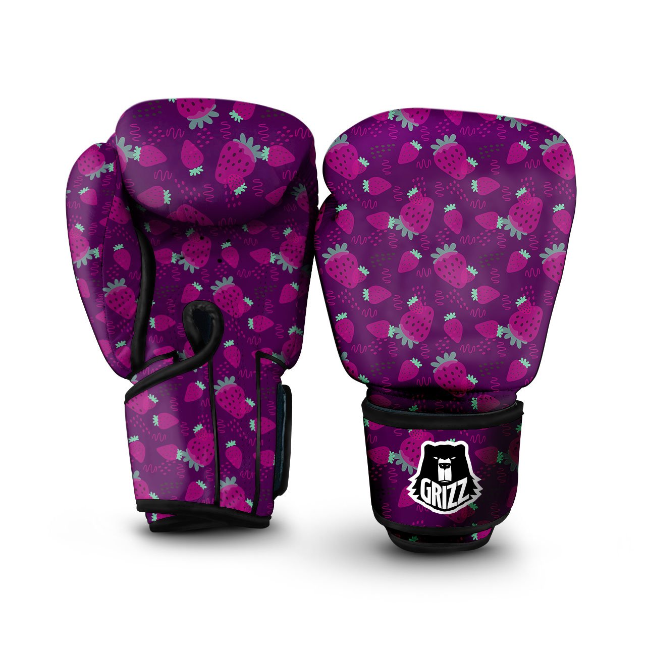 Strawberry Purple Print Pattern Boxing Gloves-grizzshop