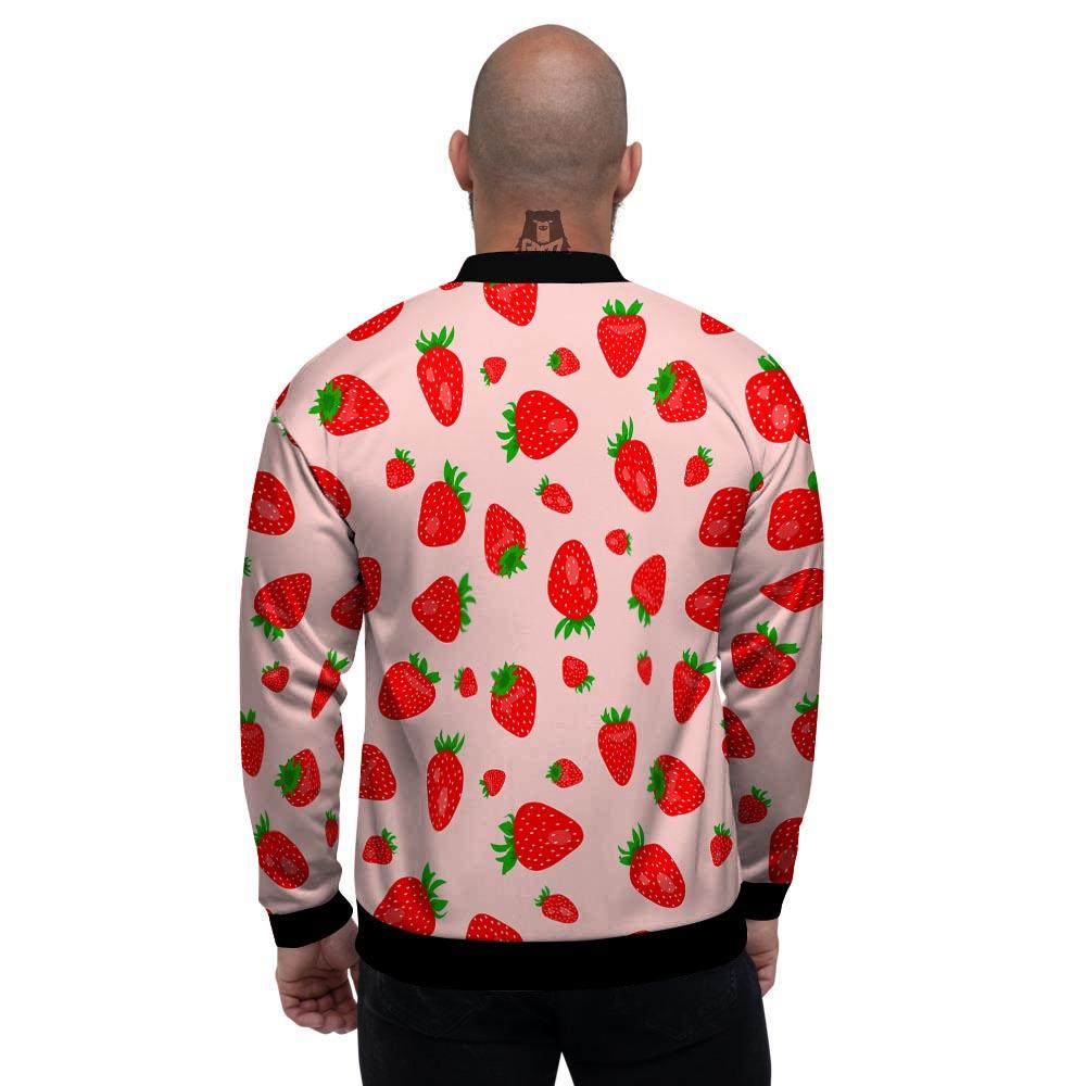 Strawberry Red Print Pattern Men's Bomber Jacket-grizzshop