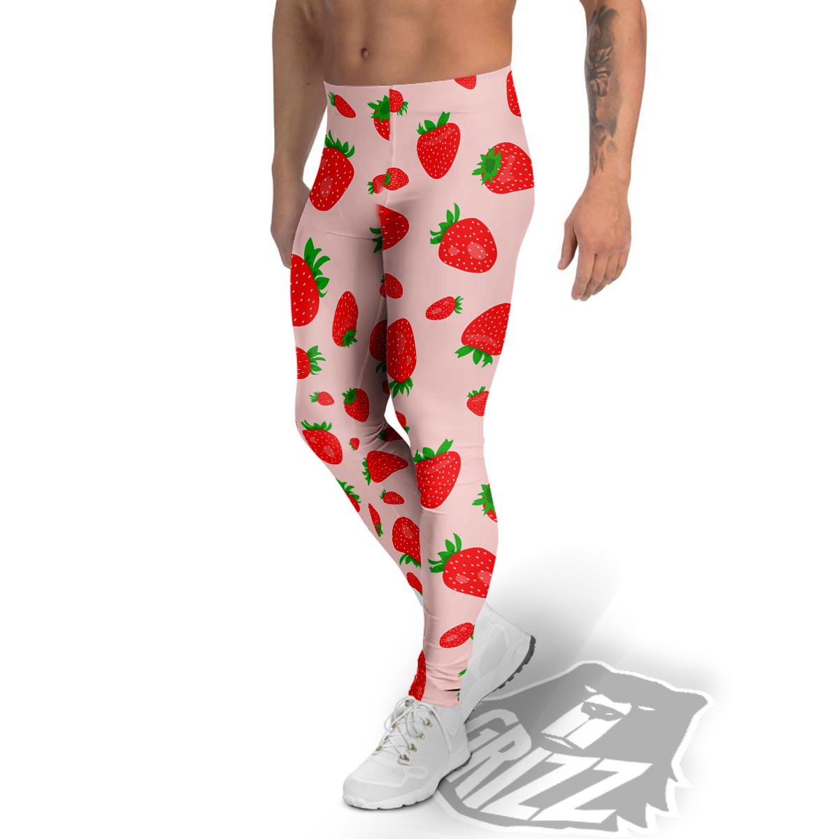 Strawberry Red Print Pattern Men's Leggings-grizzshop