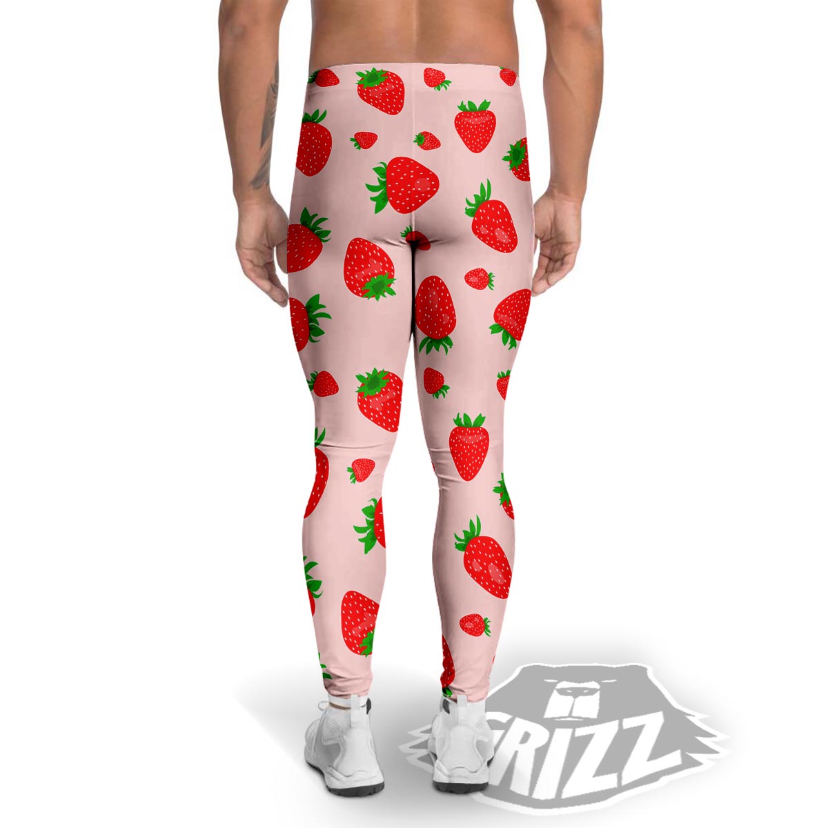 Strawberry Red Print Pattern Men's Leggings-grizzshop