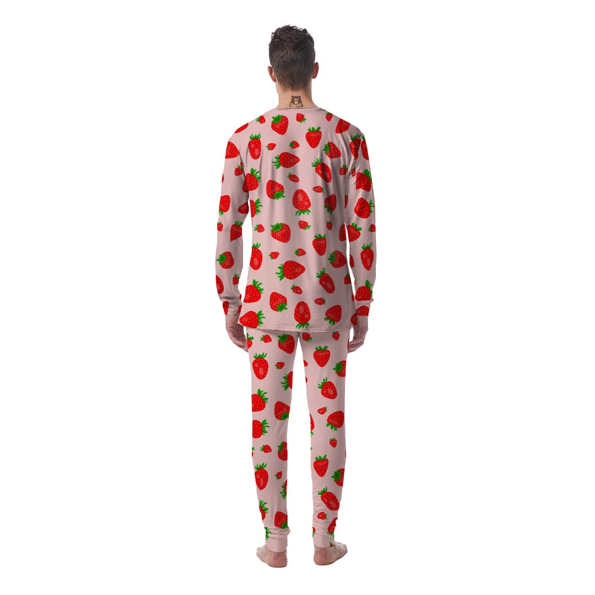 Strawberry Red Print Pattern Men's Pajamas-grizzshop