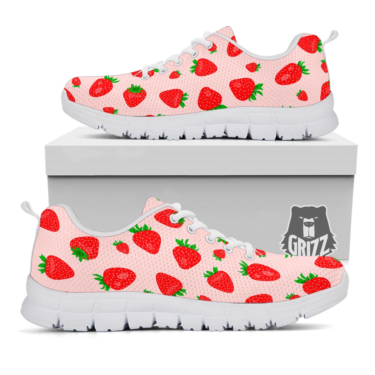 Strawberry Red Print Pattern White Sneaker-grizzshop
