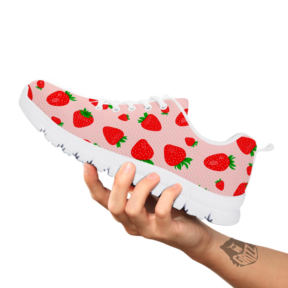 Strawberry Red Print Pattern White Sneaker-grizzshop