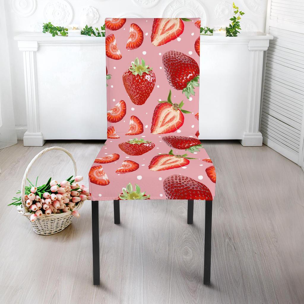 Strawberry Slice Print Pattern Chair Cover-grizzshop