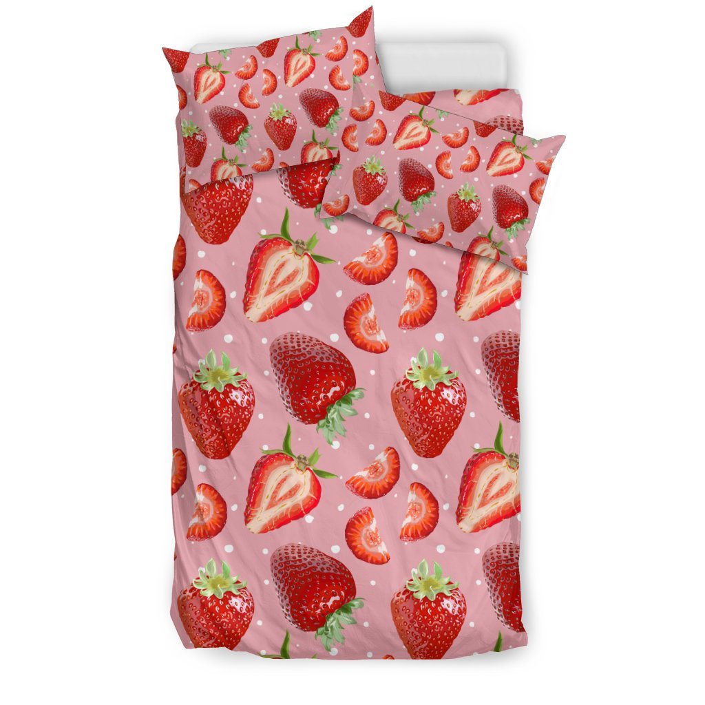 Strawberry Slice Print Pattern Duvet Cover Bedding Set-grizzshop
