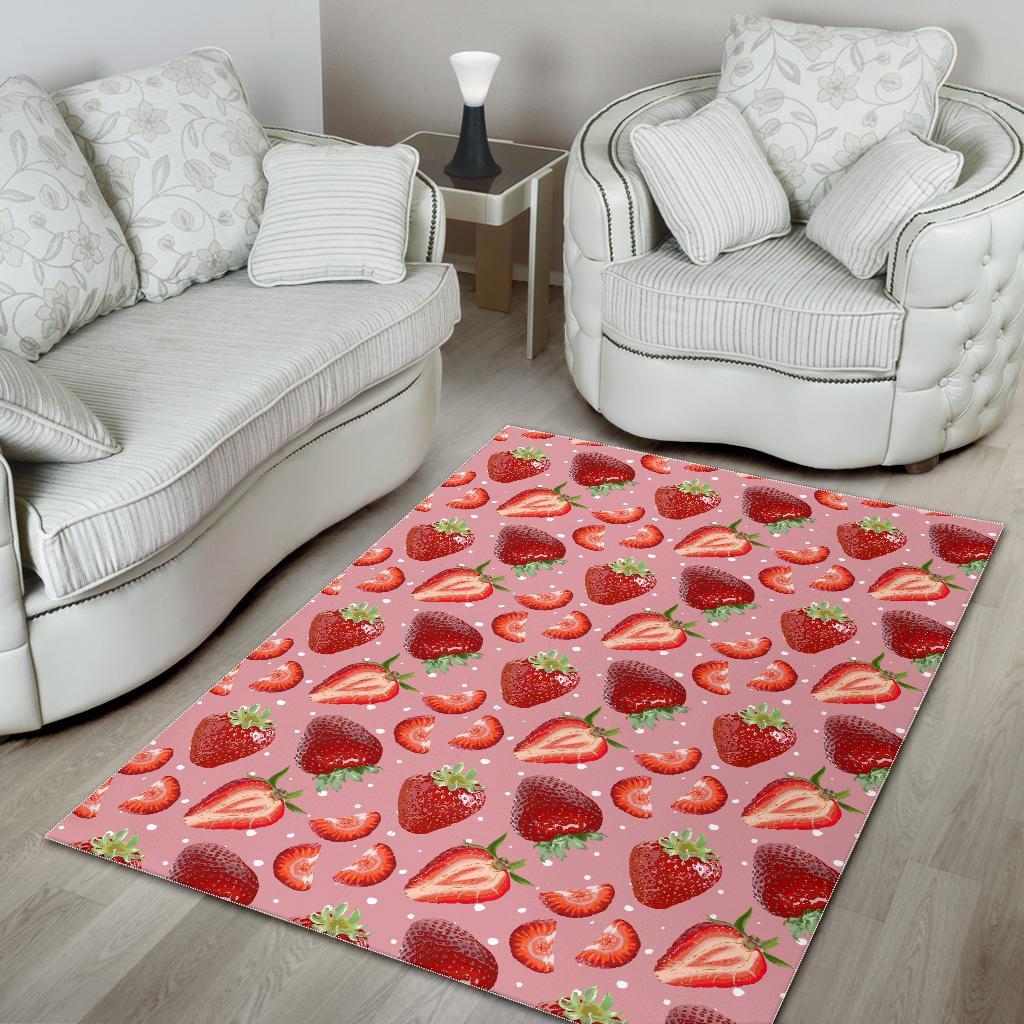 Strawberry Slice Print Pattern Floor Mat-grizzshop