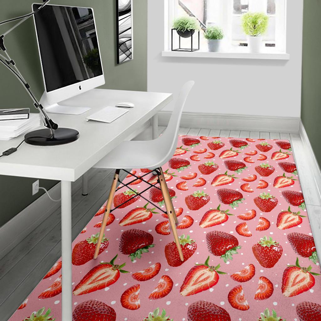 Strawberry Slice Print Pattern Floor Mat-grizzshop