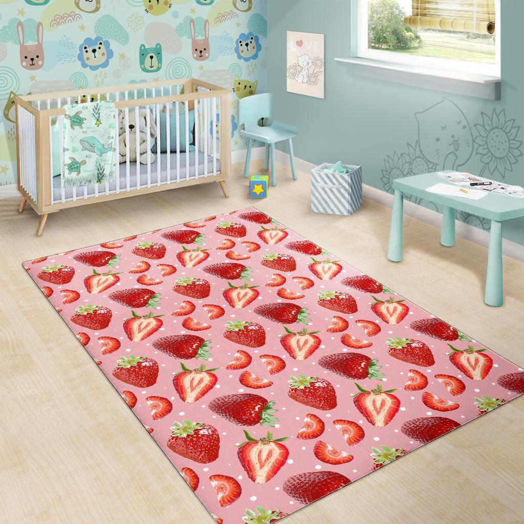 Strawberry Slice Print Pattern Floor Mat-grizzshop