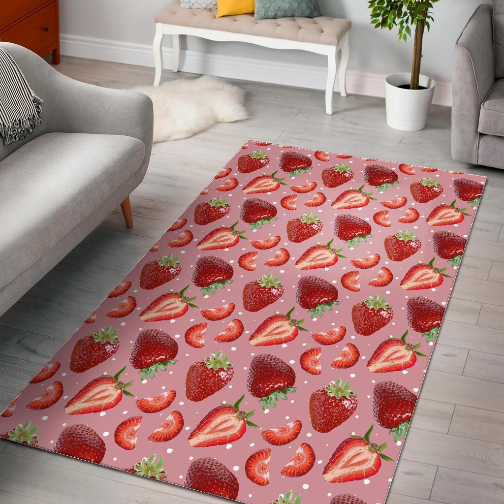 Strawberry Slice Print Pattern Floor Mat-grizzshop